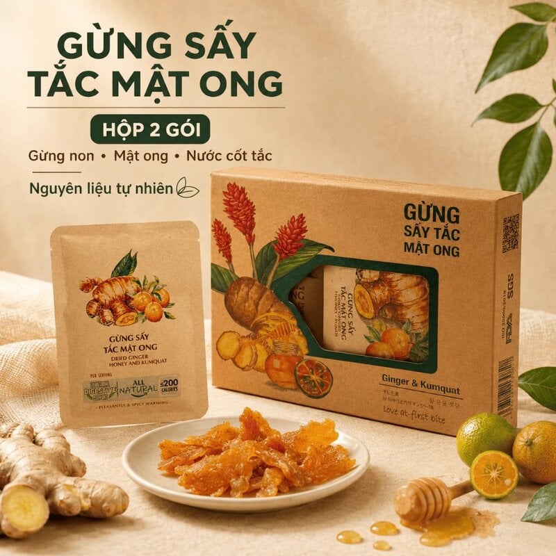 Hộp Gừng Sấy Tắc Mật Ong Nam Xanh JSC 40g