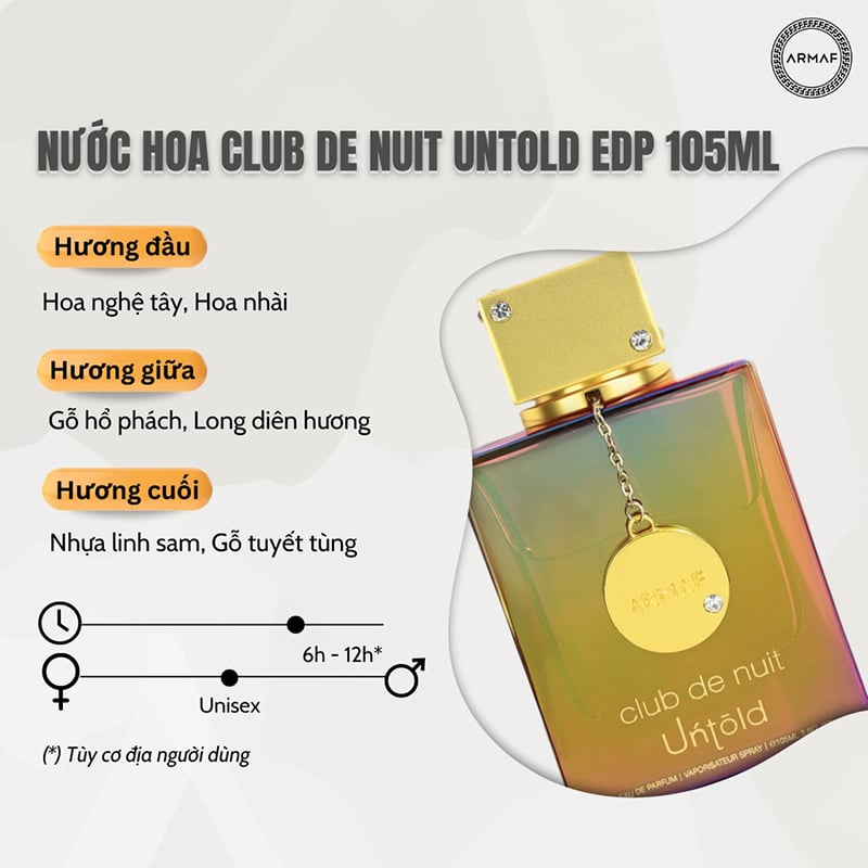 thegioiskinfood.com - Nước hoa Armaf Club De Nuit Untold 105ml - Hương hổ phách hoa cỏ