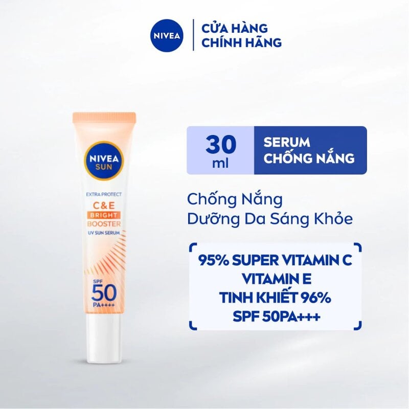 Serum Chống Nắng Hỗ Trợ Dưỡng Sáng Da Nivea Sun Extra Protect C & E Bright Booster Uv Sun Serum SPF50+ PA++++ 30ml