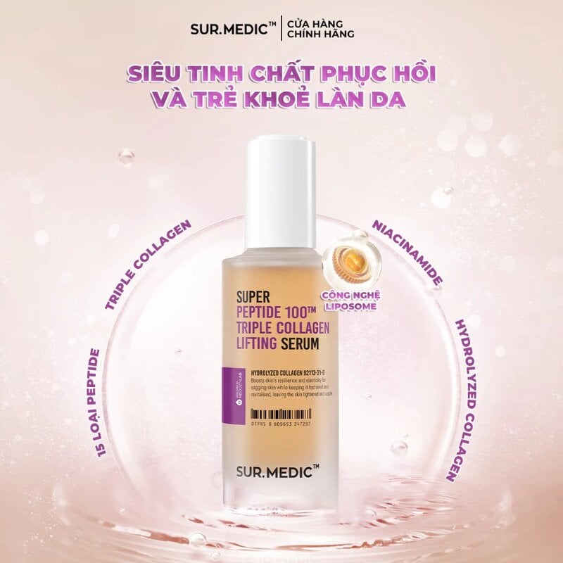 Serum Sur.Medic+ Hỗ Trợ Phục Hồi Da Super Peptide 100™ Triple Collagen Lifting Serum 50ml