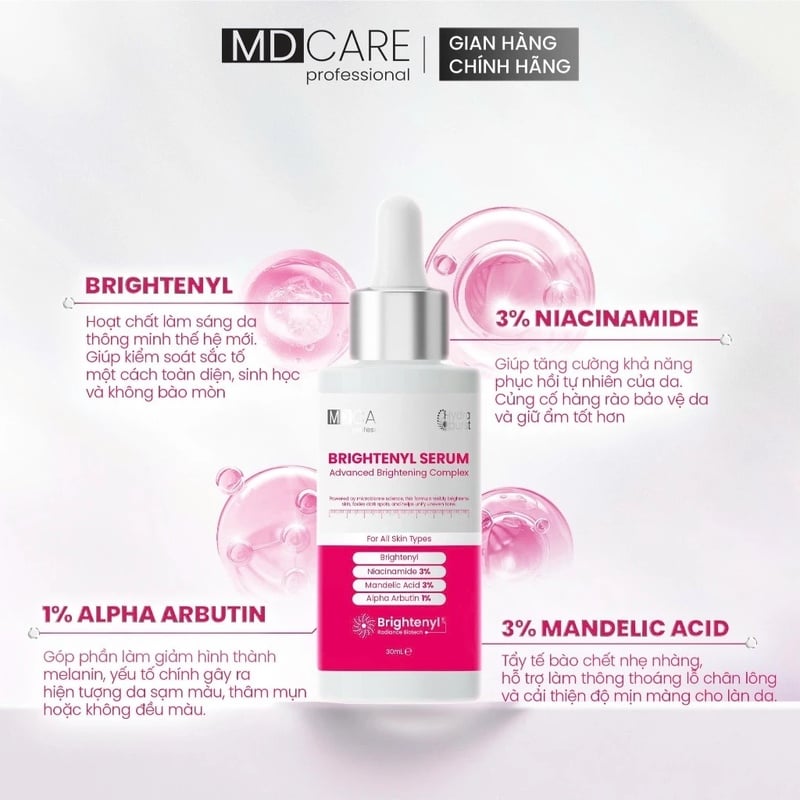 Serum Hỗ Trợ Dưỡng Sáng Da MD CARE Professional Brightenyl Serum Advanced Brightening Complex 30ml