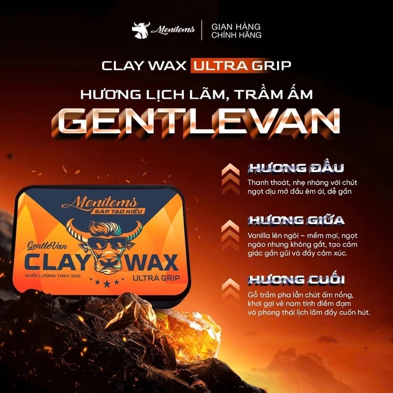 Sáp Tạo Kiểu Tóc Vi Tinh Thể Giữ Nếp Tóc Menitems Clay Wax Ultra Grip 45g