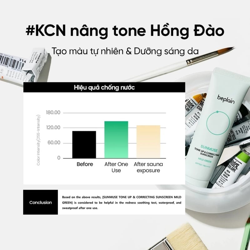 thegioiskinfood.com - Kem Chống Nắng Vật Lý Nâng Tông Tự Nhiên, Kiềm Dầu, Hỗ Trợ Hiệu Chỉnh Sắc Đỏ Beplain Sunmuse Tone Up & Correcting Sunscreen Mild Green SPF50+ PA++++ 50ml (màu xanh nhạt)
