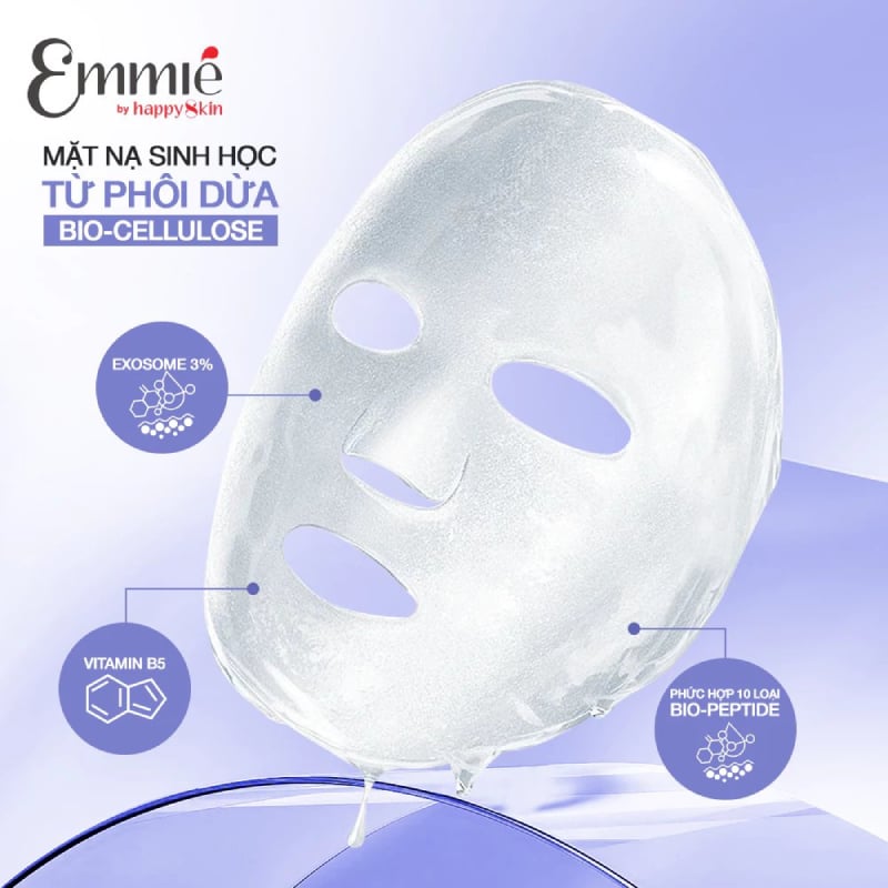 Mặt Nạ Phôi Dừa Hỗ Trợ Phục Hồi, Dưỡng Mịn Da Emmié by Happyskin Ultimate Skinvive Biocellulose Mask (hộp 4 miếng x 25g)