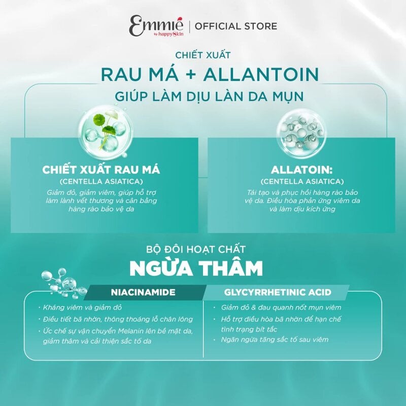 Gel Chấm Làm Dịu Da Cải Thiện Mụn Emmié by Happyskin Calming Multiaction Anti-Acne Gel 12ml
