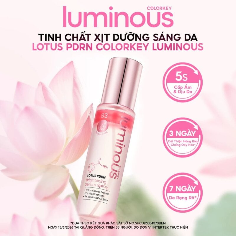 Serum Xịt Dưỡng Hỗ Trợ Sáng Da Colorkey Luminous Lotus Pdrn Brightening Serum Spray 100ml