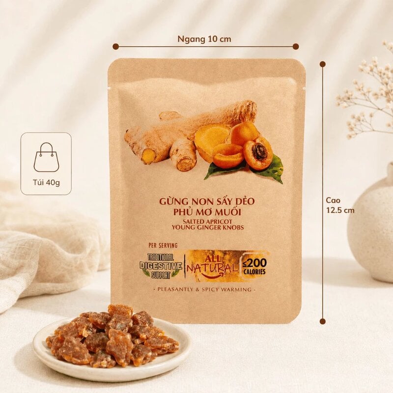 Gừng Non Sấy Dẻo Phủ Mơ Muối Nam Xanh JSC