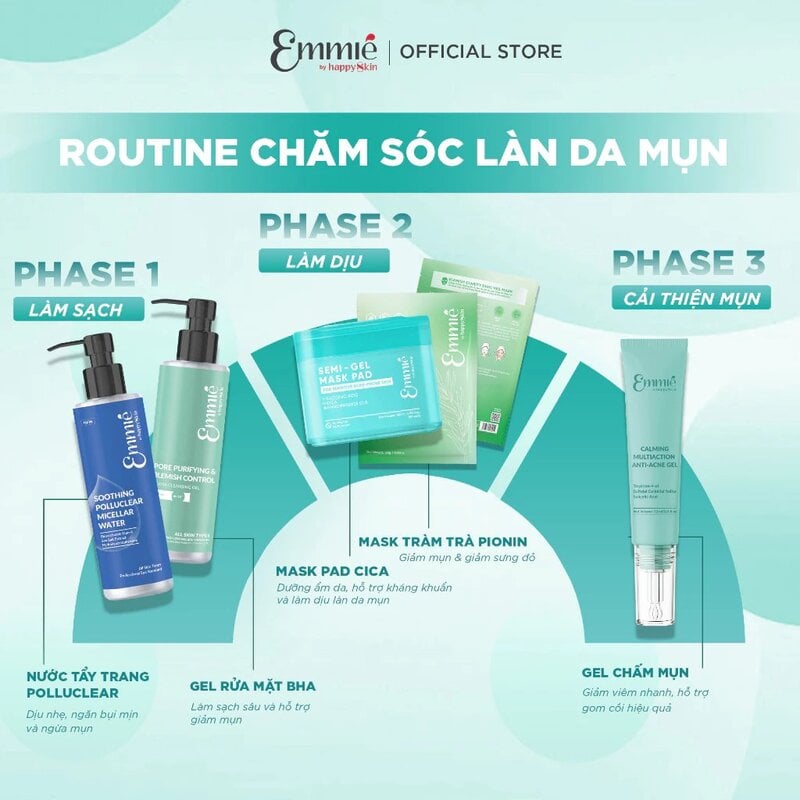 Gel Chấm Làm Dịu Da Cải Thiện Mụn Emmié by Happyskin Calming Multiaction Anti-Acne Gel 12ml