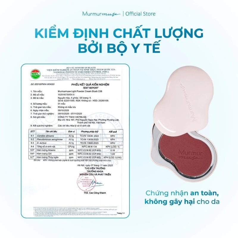 Phấn Má Hồng Đám Mây Mịn Lì Murmurmuse Light Powder Cream Blush 5g
