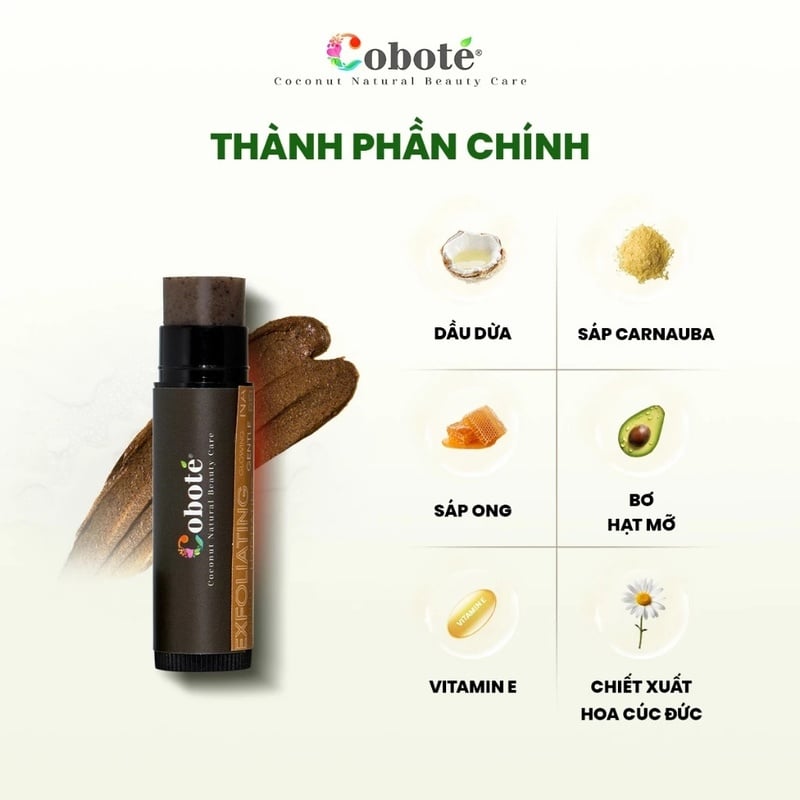 Tẩy Tế Bào Chết Môi Cà Phê & Dừa COBOTÉ Natural Lip Scrub 5g