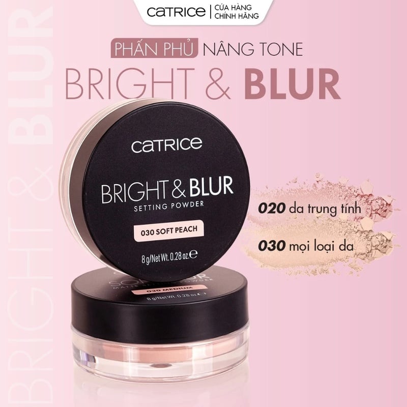 thegioiskinfood.com - Phấn Phủ Dạng Bột Căng Bóng Nâng Tone Catrice Bright & Blur Matte Setting Powder 020 Soft Pink 8g