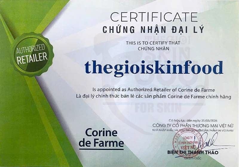 Thế Giới Skinfood - Đại lý phân phối chính hãng các sản phẩm Corine De Farme tại Việt Nam
