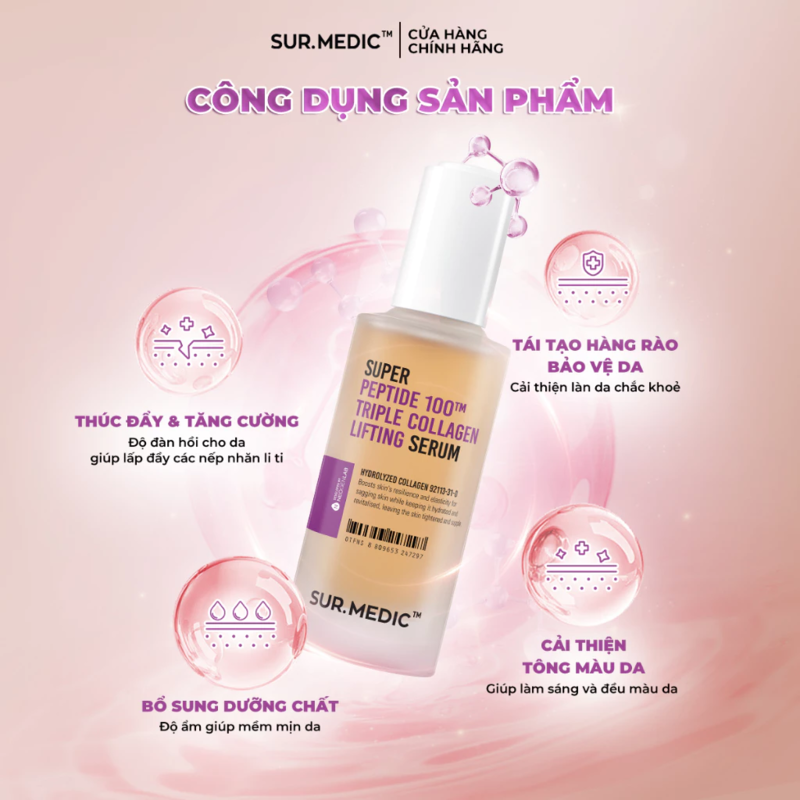 Serum Sur.Medic+ Hỗ Trợ Phục Hồi Da Super Peptide 100™ Triple Collagen Lifting Serum 50ml