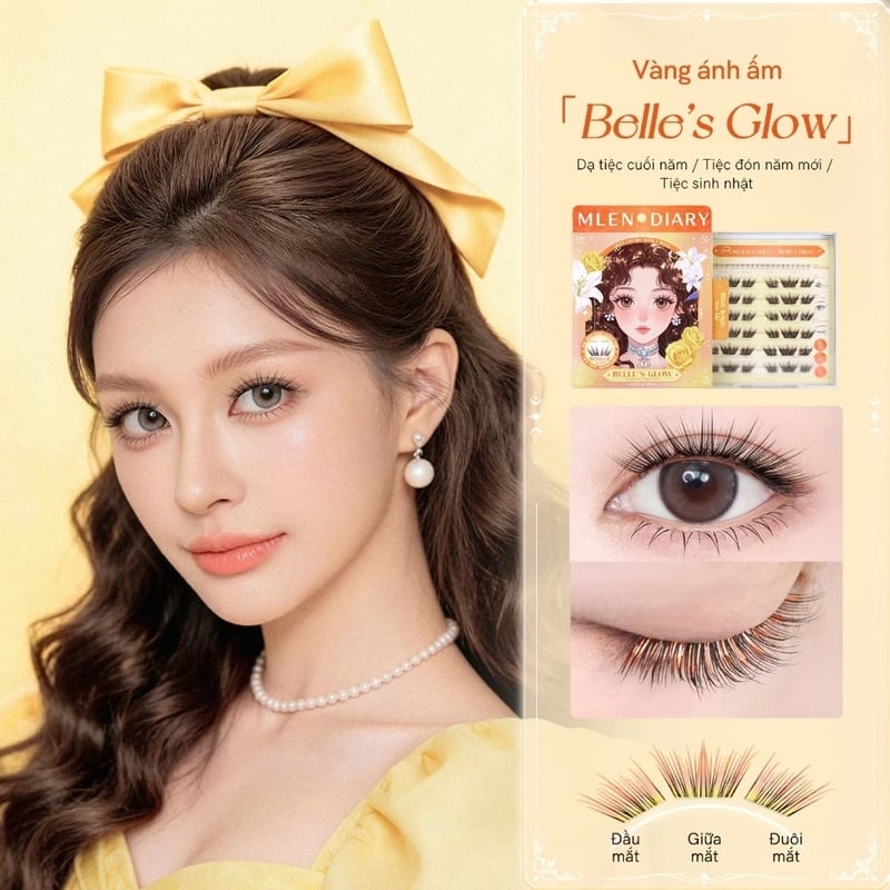 thegioiskinfood.com - Lông Mi Giả Tự Dính Đa Sắc, Không Cần Keo, Tự Nhiên Mlen Diary Self-Adhesive Lashes (Glitter)