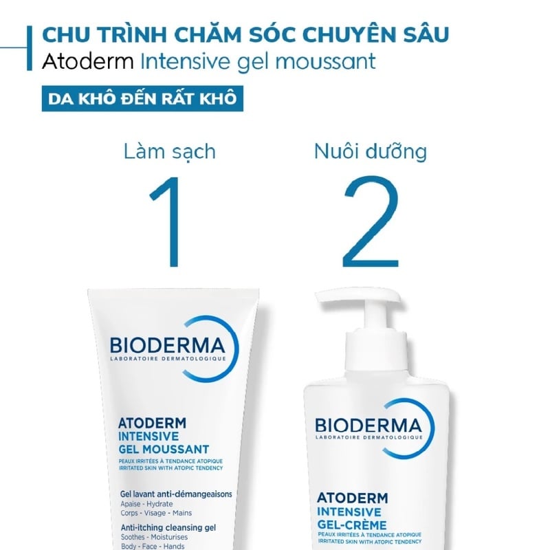 Gel Rửa Mặt Bioderma Dành Cho Da Khô, Viêm Da Cơ Địa Atoderm Intensive Gel Moussant