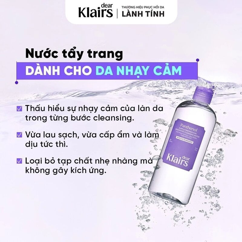 Nước Tẩy Trang Dịu Nhẹ, Cấp Ẩm Dear Klairs Supple Preparation Unscented Cleansing Water 400ml
