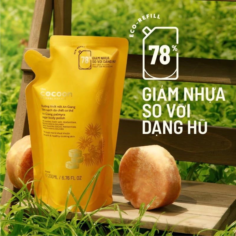 Tẩy Da Chết Body Cocoon Cocoon Đường Thốt Nốt An Giang Palmyra Sugar Body Polish - túi refill 200ml
