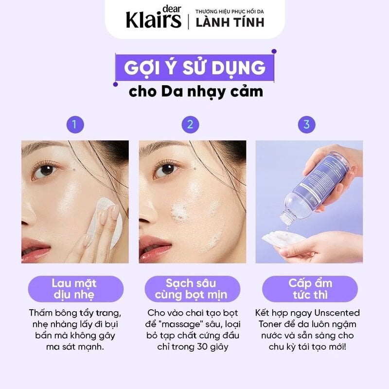 Nước Tẩy Trang Dịu Nhẹ, Cấp Ẩm Dear Klairs Supple Preparation Unscented Cleansing Water 400ml
