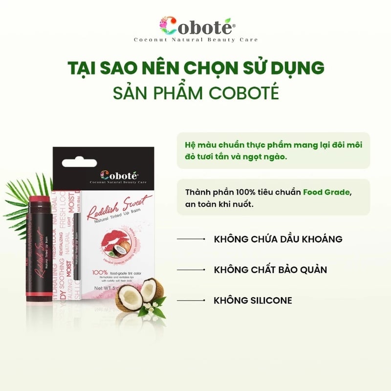 thegioiskinfood.com - Son Dưỡng Môi Có Màu Dưỡng Ẩm, Làm Mềm Môi COBOTÉ Natural Tinted Lip Balm 5g