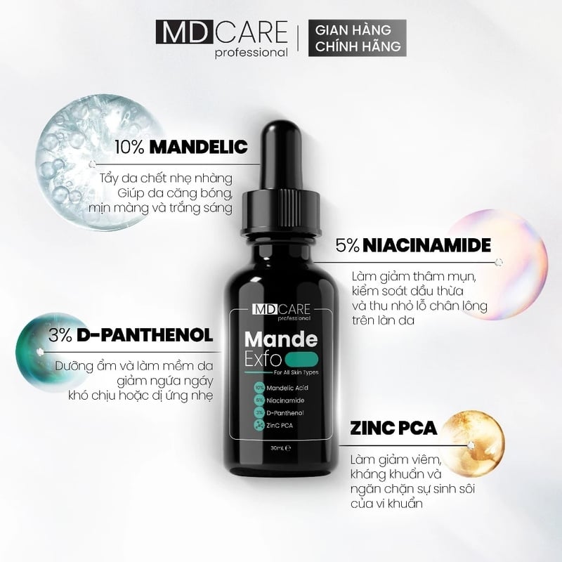 Tẩy Tế Bào Chết Căng Bóng, Cấp Ẩm Và Làm Sáng Da MD CARE Professional Mande Exfo-For All Skin Types