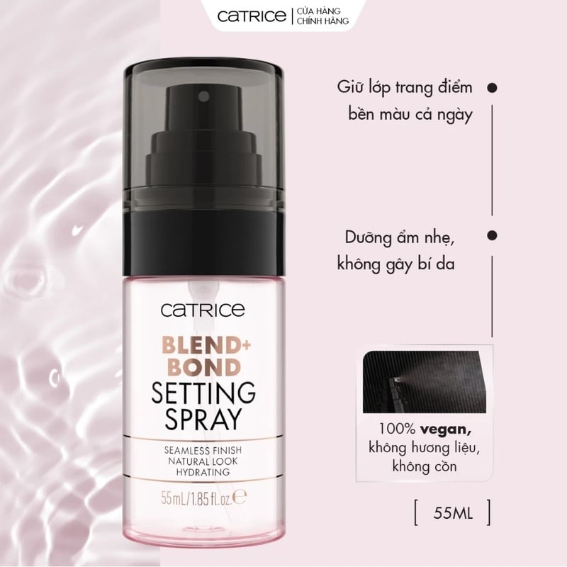 thegioiskinfood.com - Xịt Khóa Nền Đa Năng Cấp Ẩm, Cố Định Trang Điểm Catrice Blend + Bond Setting Spray 55ml