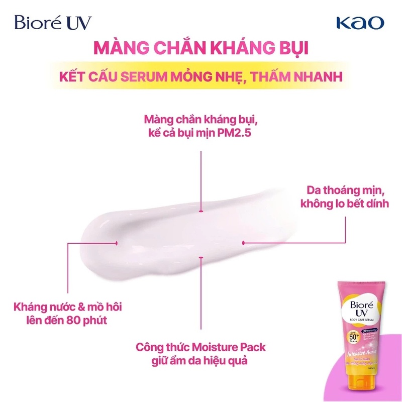Serum Chống Nắng Dưỡng Thể Bioré UV Body Care Serum 3x Protection Intensive Aura SPF50+ PA+++