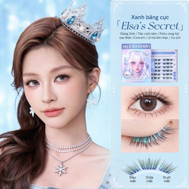 thegioiskinfood.com - Lông Mi Giả Tự Dính Đa Sắc, Không Cần Keo, Tự Nhiên Mlen Diary Self-Adhesive Lashes (Glitter)