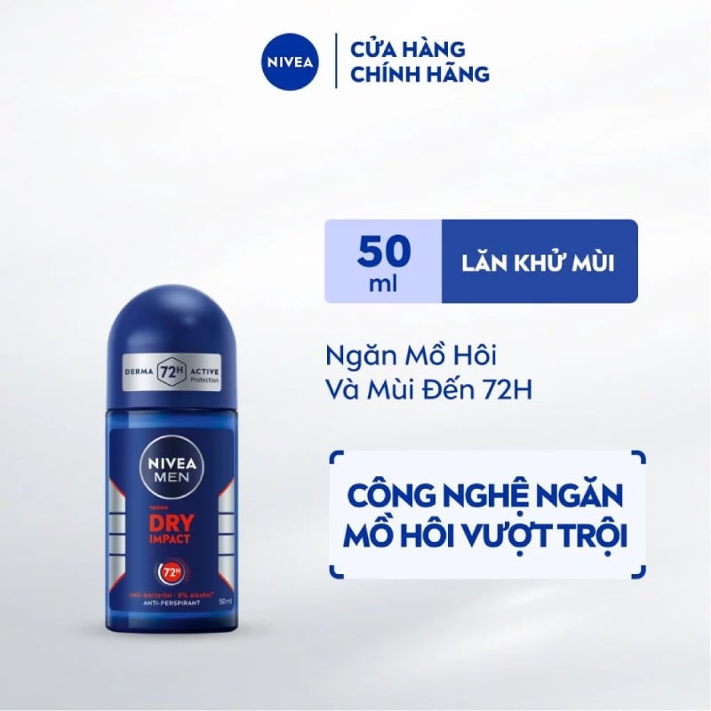Lăn Ngăn Mùi Nivea Cho Nam Khô Thoáng Men Dry Impact 50ml (Che tên sản phẩm khi giao hàng)