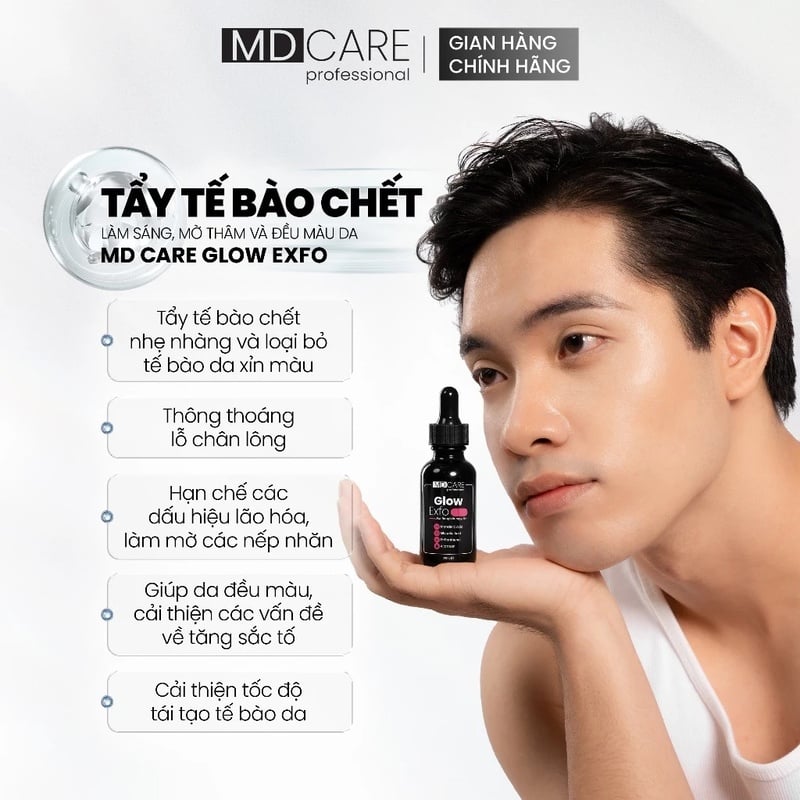 Tẩy Tế Bào Chết Hỗ Trợ Làm Sáng, Mờ Thâm Và Đều Màu Da MD CARE Professional Glow Exfo For Rough Bumpy Skin 30ml