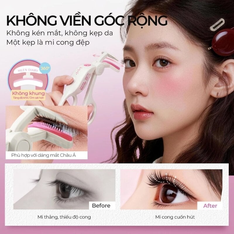 Kẹp Bấm Mi Điện Góc Rộng Mlen Diary Heated Eyelash Curler
