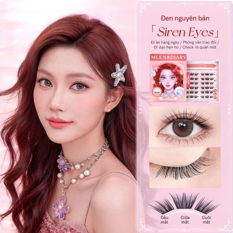 thegioiskinfood.com - Lông Mi Giả Tự Dính Đa Sắc, Không Cần Keo, Tự Nhiên Mlen Diary Self-Adhesive Lashes (Glitter)