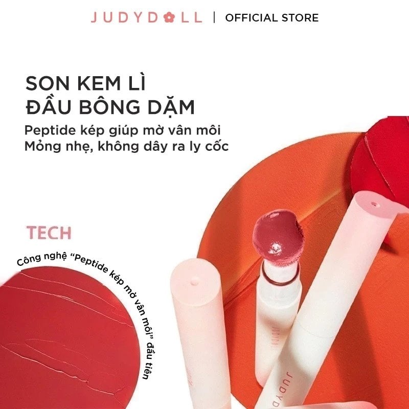 Son Kem Lì Judydoll Đầu Bông Dặm Matte Lip Cream 2.6ml