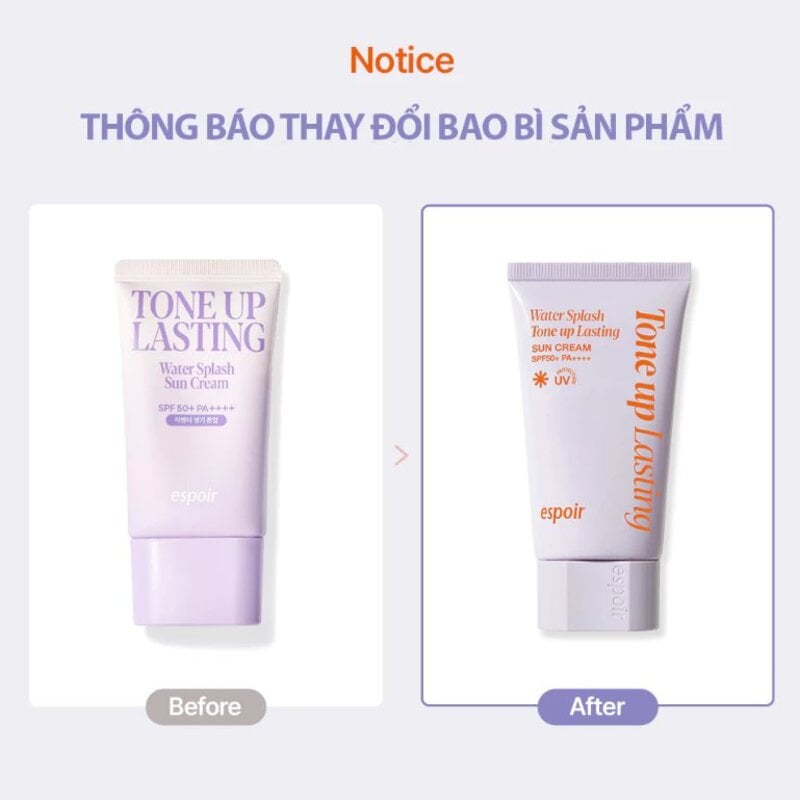 Kem Chống Nắng Espoir Nâng Tông, Lâu Trôi Water Splash Sun Cream Tone Up Lasting 50ml SPF50+ PA++++