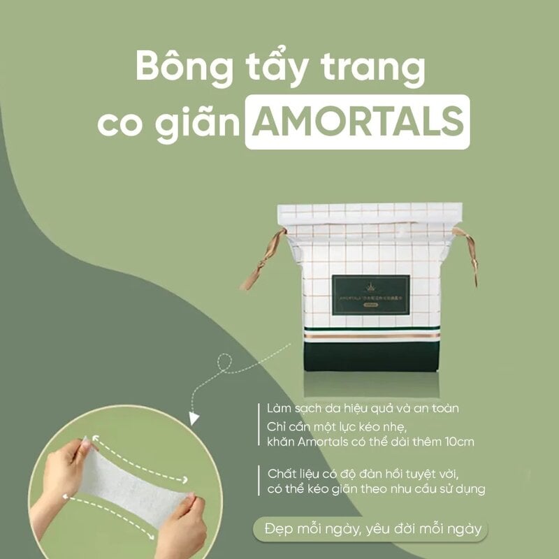 Bông Tẩy Trang Co Giãn Đắp Lotion Amortals Stretchable Cosmetic Cotton Pads