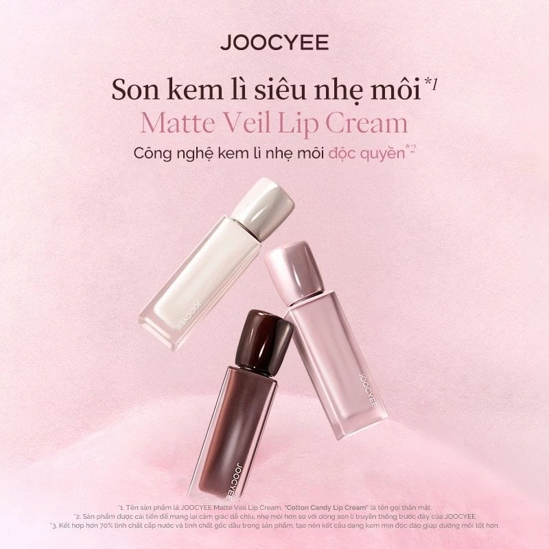 Son Kem Lì Nhẹ Môi Joocyee Matte Veil Lip Cream 4.1g