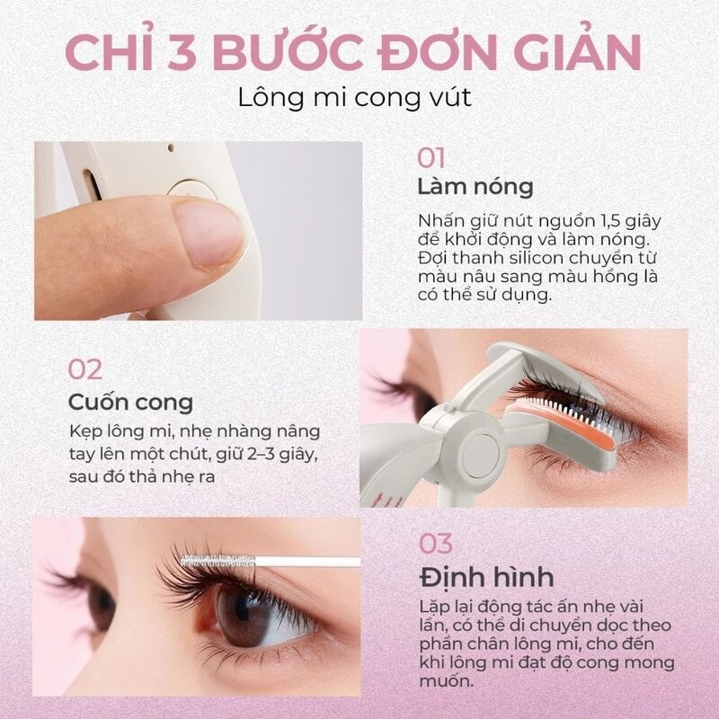 Kẹp Bấm Mi Điện Góc Rộng Mlen Diary Heated Eyelash Curler