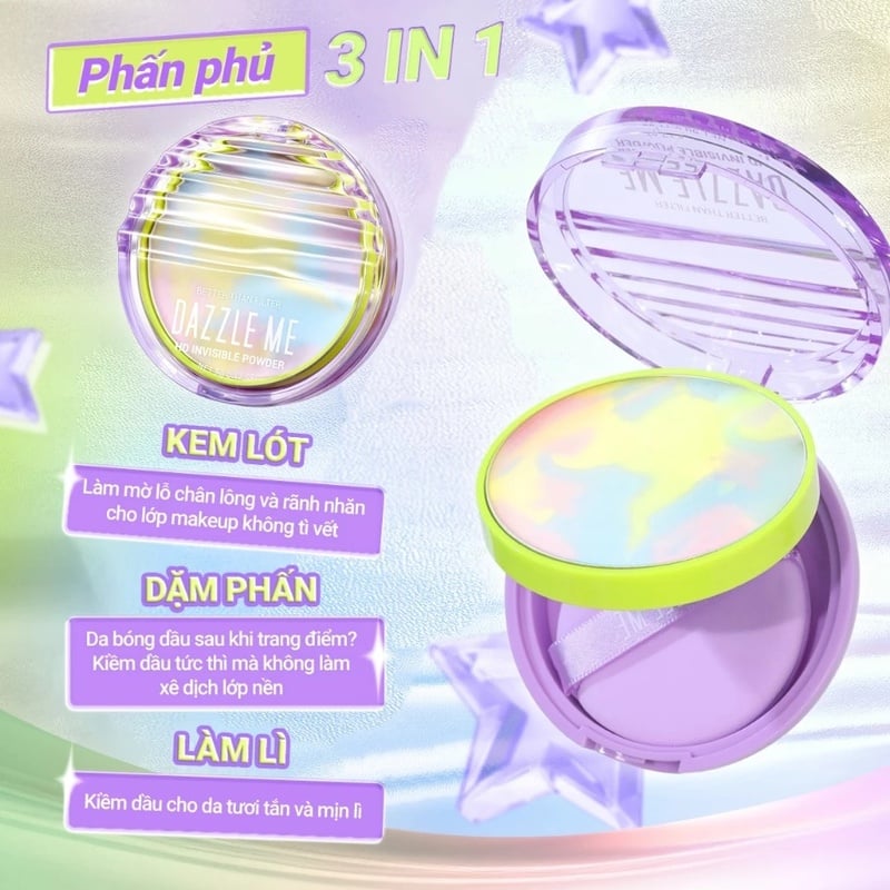 thegioiskinfood.com - Phấn Phủ Kiềm Dầu Không Màu DAZZLE ME Better Than Filter HD Invisible Powder 5g
