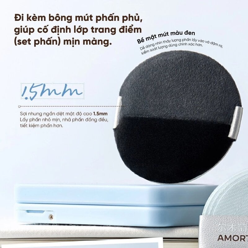Bộ Bông Mút Trang Điểm Amortals Original Series Black Plus Foundation Puff Set 3pcs (Upgraded Version)