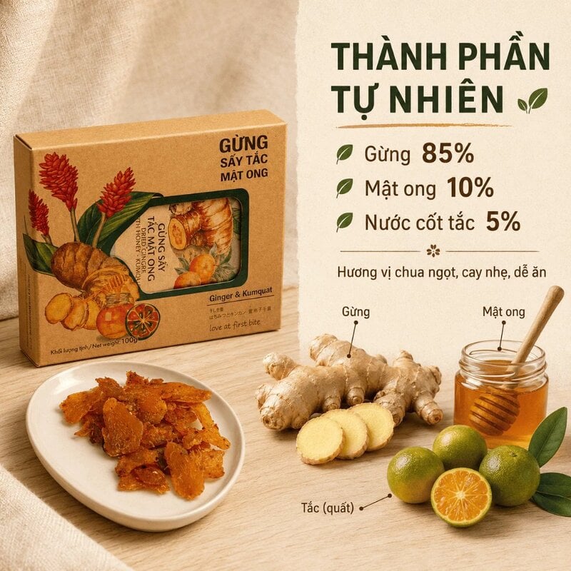 Hộp Gừng Sấy Tắc Mật Ong Nam Xanh JSC 40g