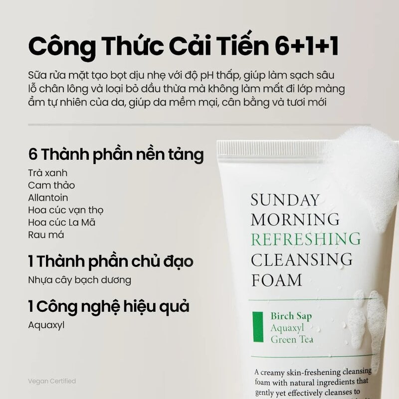 Sữa Rửa Mặt Dịu Nhẹ Axis-Y Sunday Morning Refreshing Cleansing Foam 120ml