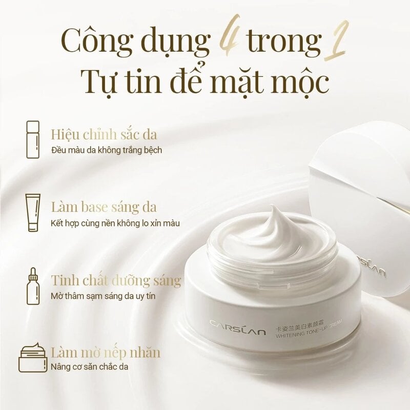Kem Nâng Tông Hỗ Trợ Dưỡng Sáng Da Carslan Whitening Tone-Up Cream 50g
