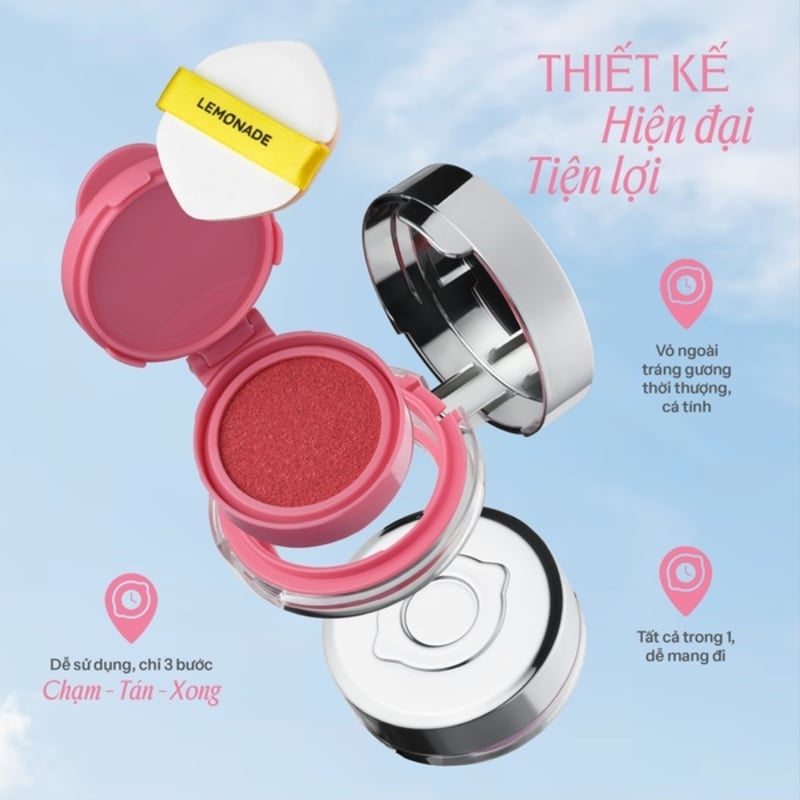 thegioiskinfood.com - Má Hồng Dạng Cushion, Căng Bóng Lemonade Mirror Mirror Blush Cushion 8g