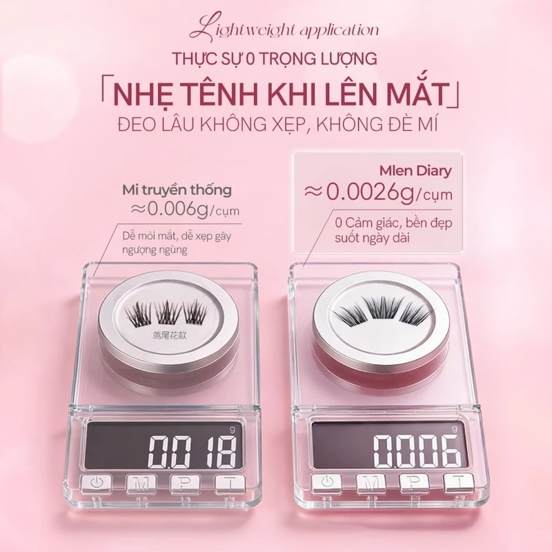 thegioiskinfood.com - Lông Mi Giả Tự Dính Đa Sắc, Không Cần Keo, Tự Nhiên Mlen Diary Self-Adhesive Lashes (Glitter)