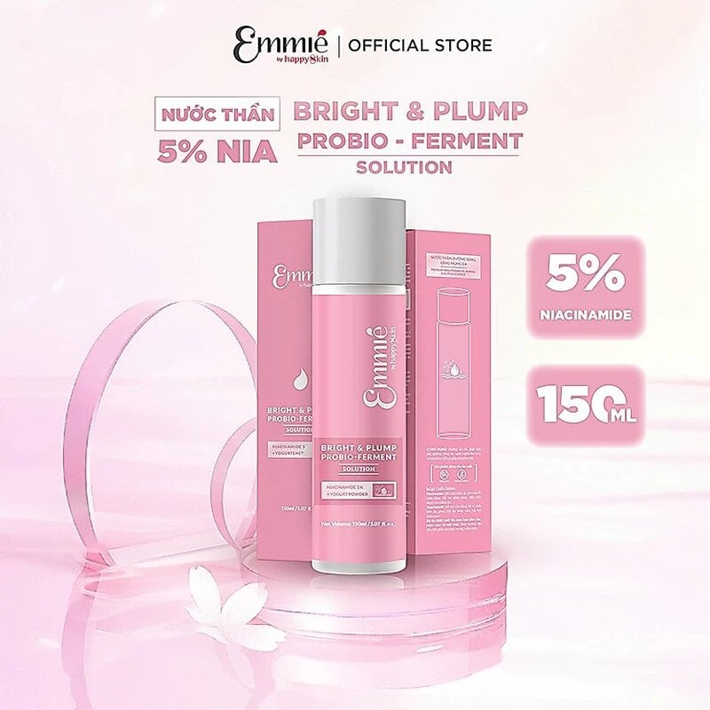 Nước Dưỡng Emmié by Happyskin 5% Nia Hỗ Trợ Dưỡng Sáng, Căng Mọng Da Bright & Plump Probio - Ferment Solution 150ml