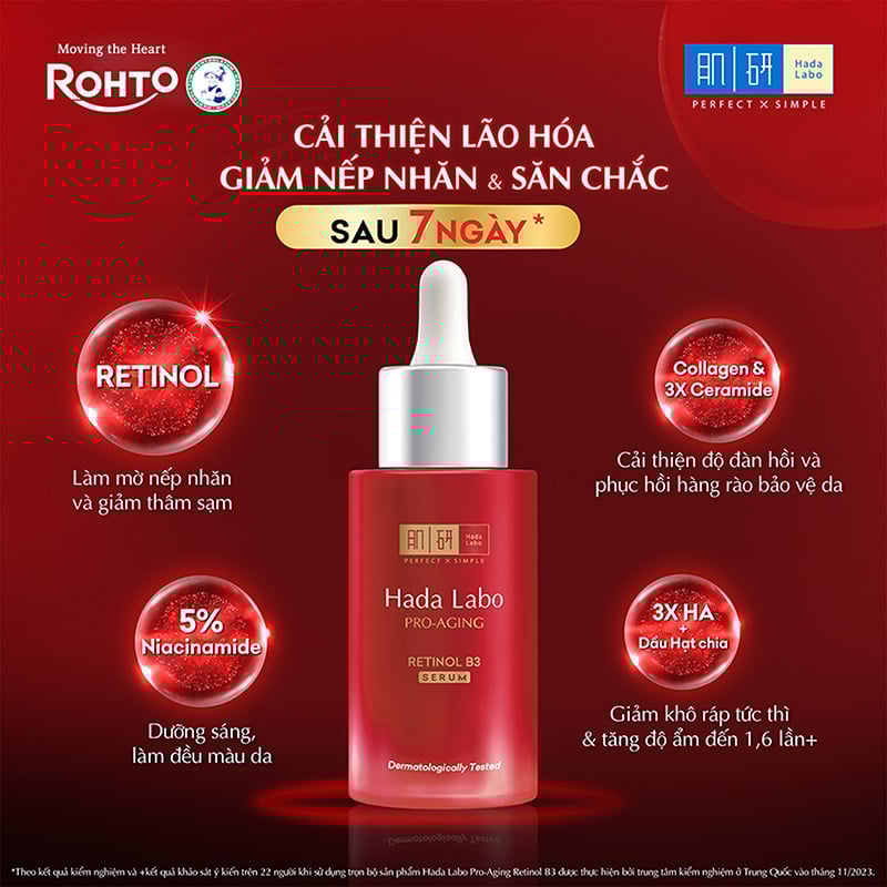 thegioiskinfood.com - Serum Hỗ Trợ Cải Thiện Lão Hóa Da Hada Labo Pro-Aging Retinol B3 Serum 30ml