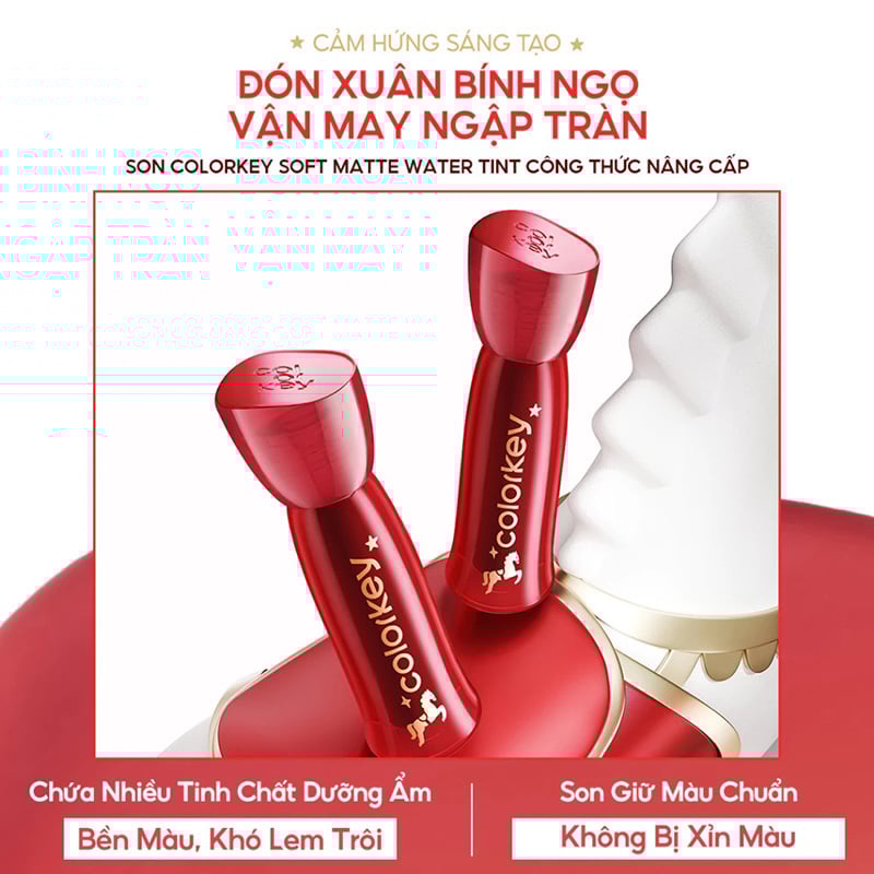 thegioiskinfood.com - Phiên bản tết Son Kem Lì Siêu Mịn Môi Colorkey Soft Matte Water Tint