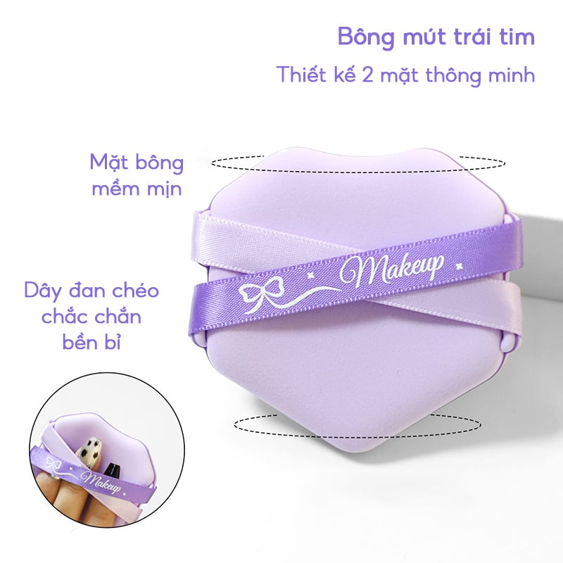 thegioiskinfood.com - Bông Mút Cushion, Tán Nền Idealful Makeup Cushion Puff Set - BMS-195: 2 bông mút