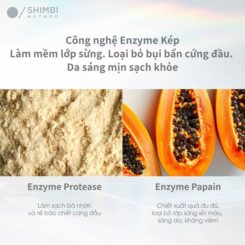 thegioiskinfood.com - Sữa Rửa Mặt Dạng Bọt Làm Sạch Sâu Shimbi Method Face Wash Double Enzyme, Black Charcoal, Moroccan Lava Clay 120g