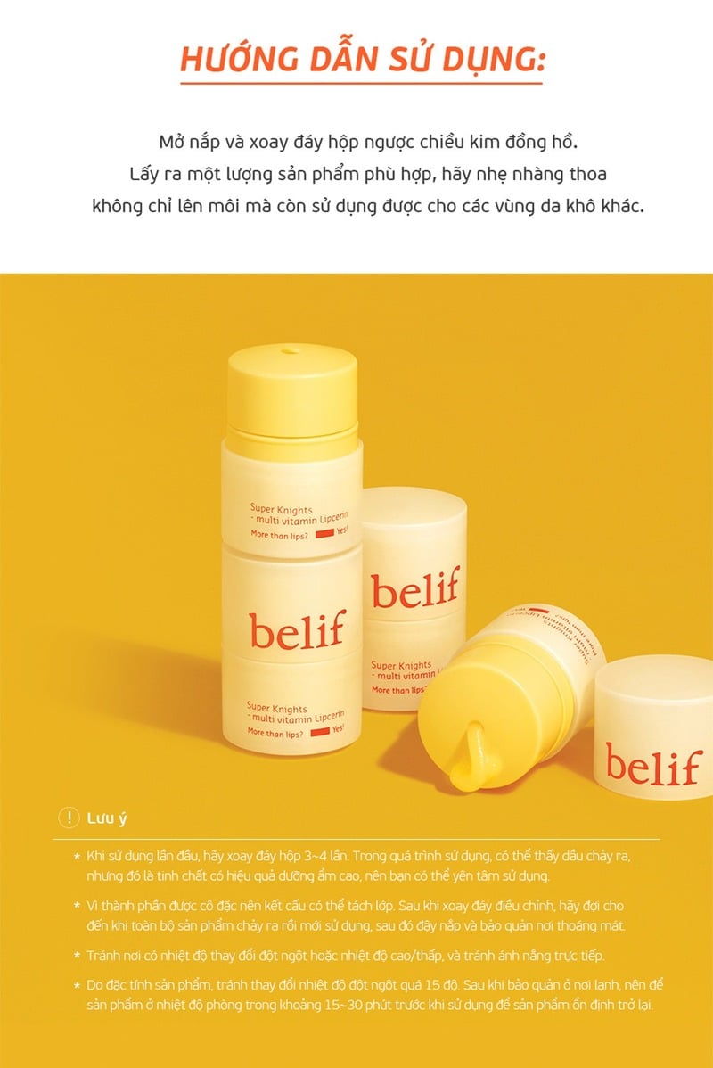 Son Dưỡng Môi Belif Super Knights Multi-Vitamin Lipcerin 15ml
