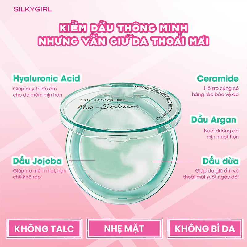 Phấn Phủ Dạng Sáp Kiềm Dầu Silkygirl No-Sebum Shine Eraser 3.5g #01 Matte